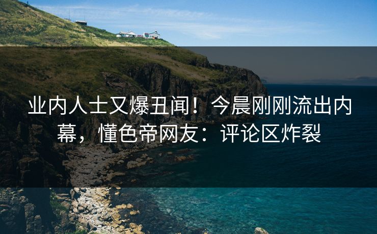 业内人士又爆丑闻！今晨刚刚流出内幕，懂色帝网友：评论区炸裂