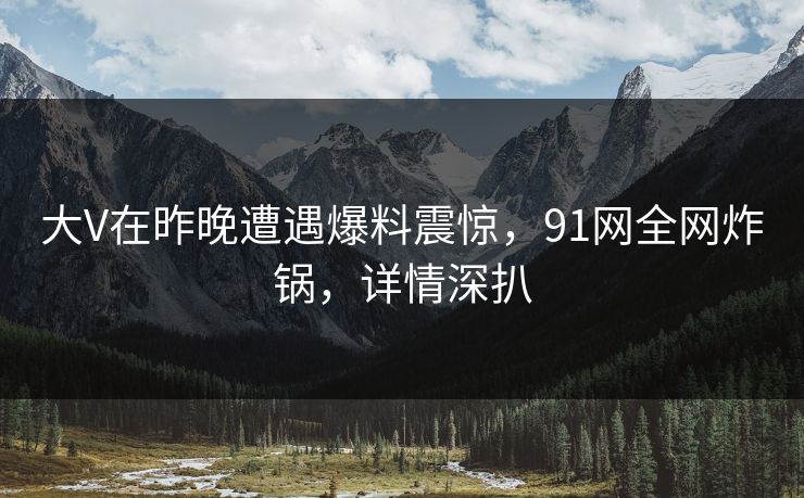 大V在昨晚遭遇爆料震惊，91网全网炸锅，详情深扒