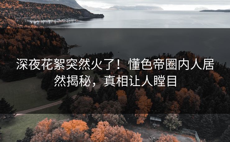 深夜花絮突然火了！懂色帝圈内人居然揭秘，真相让人瞠目