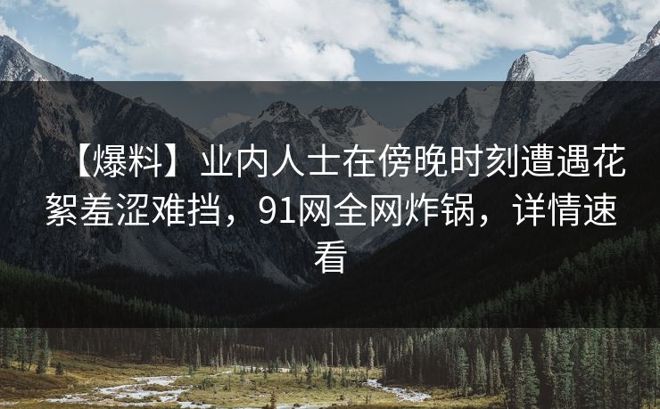 【爆料】业内人士在傍晚时刻遭遇花絮羞涩难挡，91网全网炸锅，详情速看